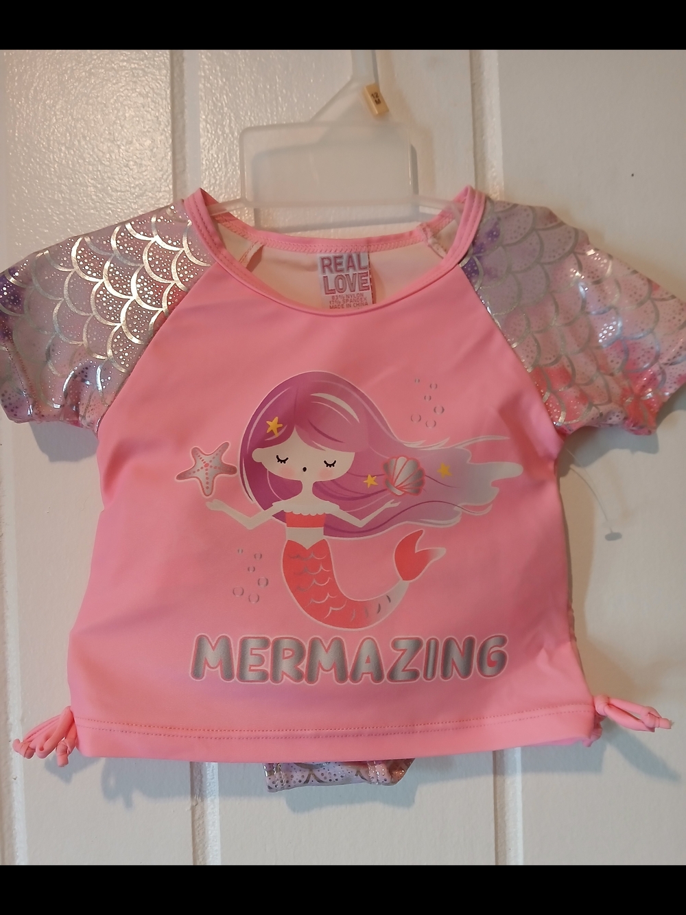 Pink Mermaid Kids Swim Set - Two-Piece Ruffle Swimsuit - Picture 2 of 2